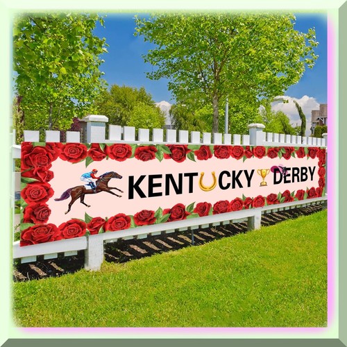 Rose Run Derby Party Banner - Kentucky Horse Race Decorations for Indoor & Outdo - Picture 2 of 7