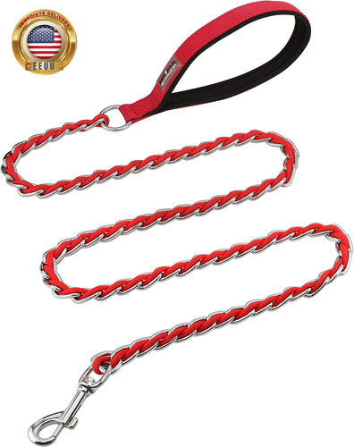Chew Proof Metal Leash Chain for Medium Large Dogs, 4FT Strong anti Chew, Comfor