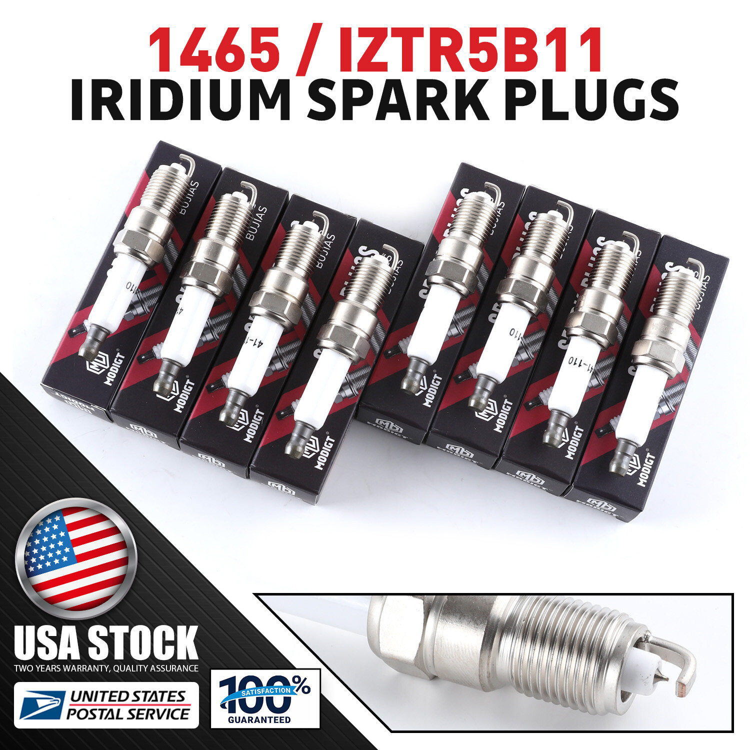 8 PCS Plugs Fit NGK IZTR5B11/1465 Laser Double Iridium Spark Plugs OEM Quality