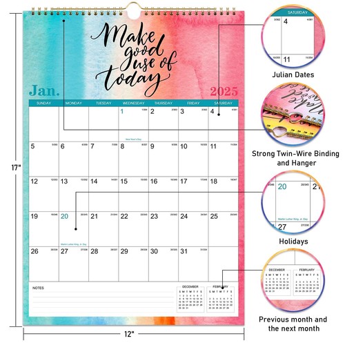 2025 Calendar - 2025 Wall Calendar 18 Monthly with Thick Paper 12" x 17" July... - Picture 4 of 7