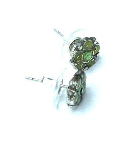 Brighton GARDEN OF EDEN Green Cote Flower Sparkle Center Pendientes de poste personalizados - Imagen 6 de 7
