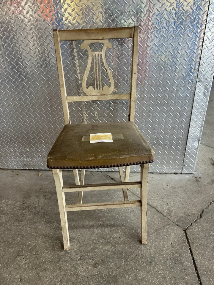 Antique Vintage Wooden Side Chair With Backrest for Harp and Lyre - Image 2 of 4