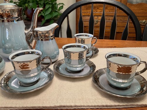 VTG Lusterware Tea Set in Seafoam Green and Silver - Picture 8 of 13