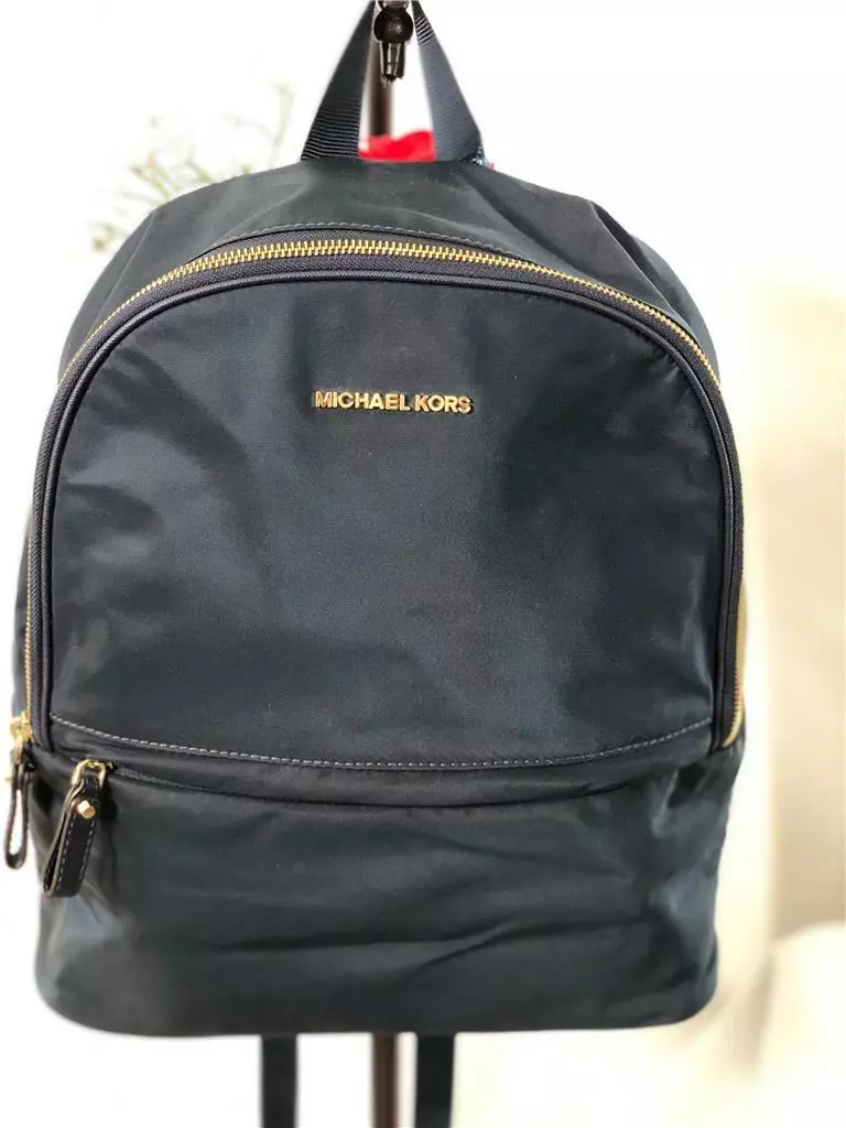 MICHAEL by Michael Kors Kieran Navy Blue Nylon Gold Tone Large Backpack