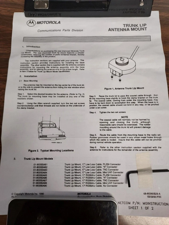 NIB  (lot of 10) Motorola Lip Mount -17ft blk RG58 w/mini UHF connect 0180355a88 - Image 3 of 4