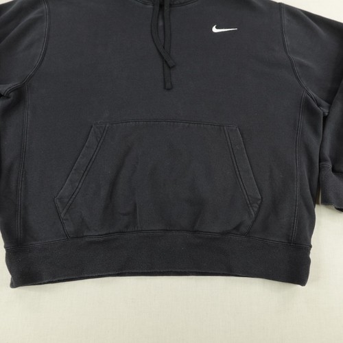 Nike Sudadera con Capucha Hombres Grande Negro Club Polar Pullover Sudadera Suéter Blanco Swoosh - Imagen 4 de 11