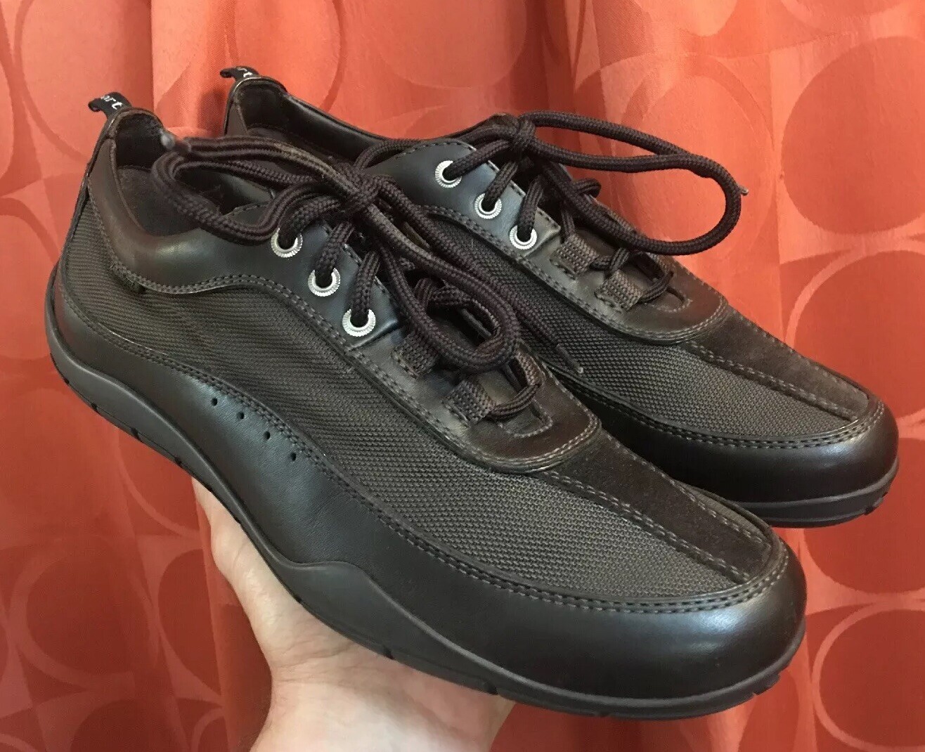 7.5 ZEGNA SPORT Barely Used Marronee Woven Nylon LEATHER TRIM Laced sautope Low Miles Sautope classeiche da uomo 7.5 ZEGNA SPORT Barely Used Marronee Woven Nylon LEATHER TRIM Laced sautope Low Miles Sautope classeiche da uomo