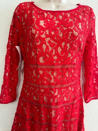 ERIN Erin Fetherston Spitzenkleid 3/4-Arm, rubinrot Langarm Größe 8 #90 Neu mit Etikett - Bild 4 von 5
