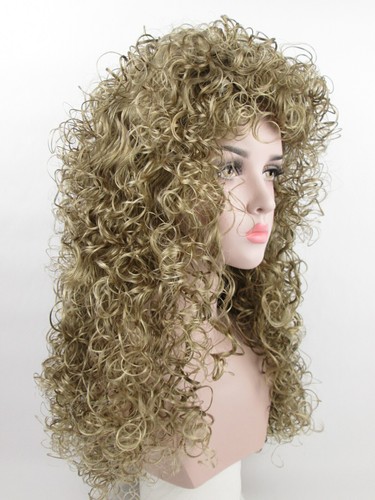WOMENS 28" LONG LAYERED TIGHT CURLS CURLY HAIR WIG VICTORIAN CHER MERIDA LIONESS - Picture 3 of 18