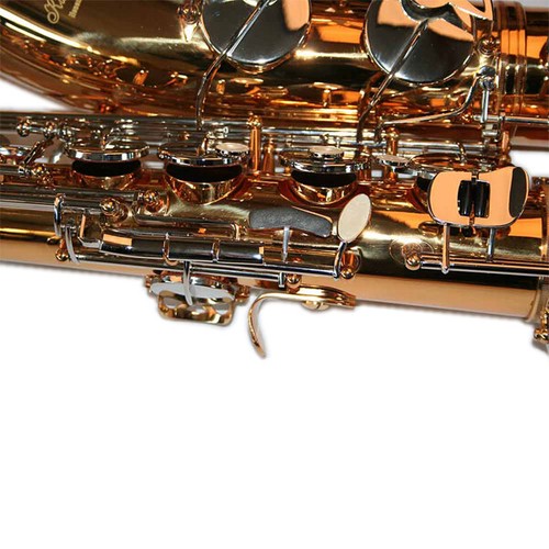 Karl Glaser Tenor Saxophon in Chrom + Gold, mit Koffer, Mundstück + Blättchen - Bild 4 von 7