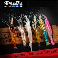 New Biomimetic Soft Shrimp Fake Bait Prawn Lure Hook Worm Silicone Sea Fishing