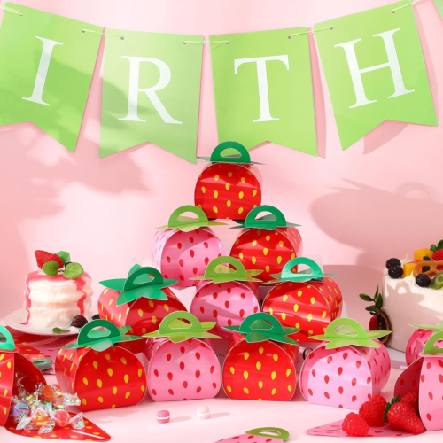 36PCS 3D Strawberry Favor Boxes - Mini Treat Bags for Summer Party & Baby Shower - Picture 2 of 12
