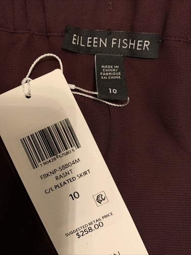 New Eileen Fisher $258 C/L KNIFE PLEATED SKIRT FBKNP-S8804M Sz 10 In RASNT - Picture 8 of 9