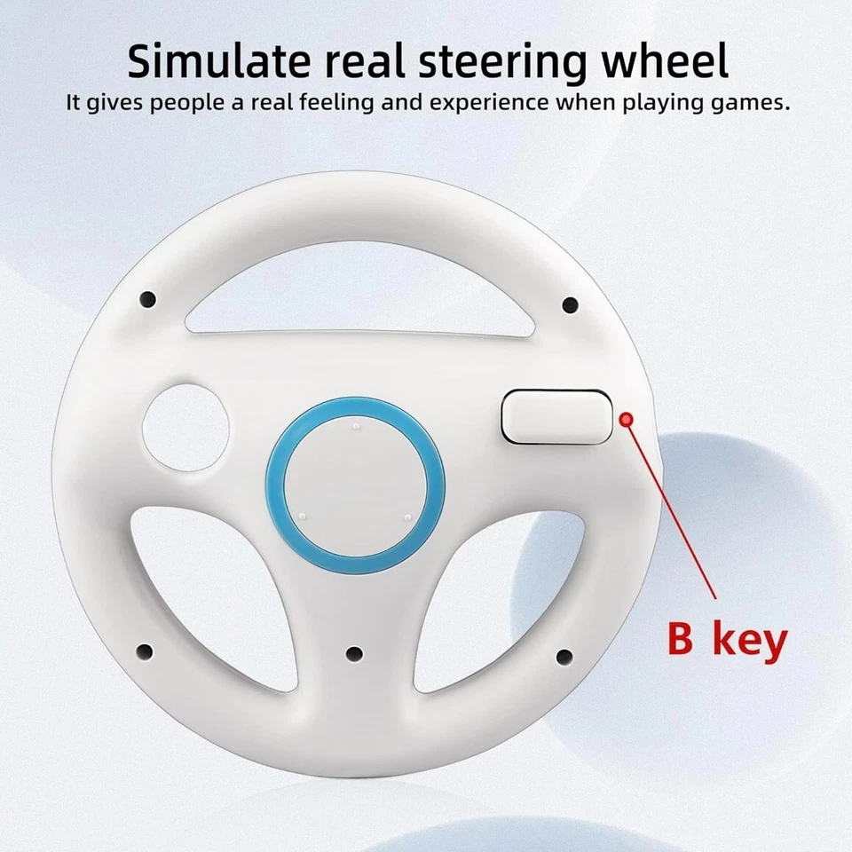 Paquete de 2 volante blanco Nintendo Wii Mario Kart Foto 4 de 4