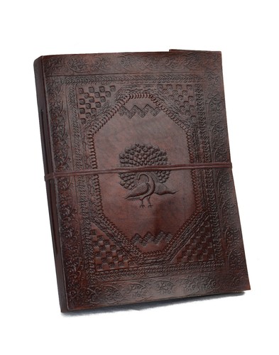 A-Minus-Ware Fotoalbum Leder Pfau Indien Handmade Retro Vintage Schwarze Seiten - 第 1/7 張圖片