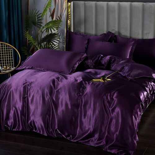 Mulberry Silk Bedding Set Duvet Cover Bed Sheet Pillowcase King Queen Full Twin - Picture 30 of 41