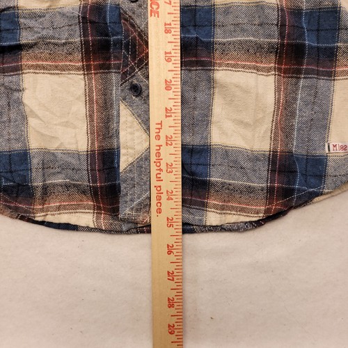 Micros Madras Flannel Casual Long Sleeve Button Up Shirt Boys Size 18 White Blue - Picture 8 of 10