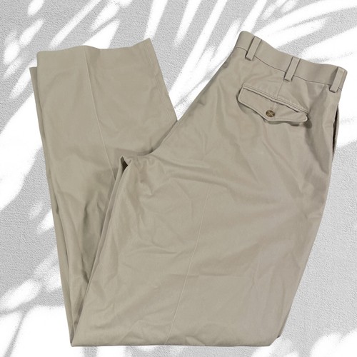 LL Bean Natural Fit Pants 37x33 Chino Khaki Tan Dress Business Light Wash