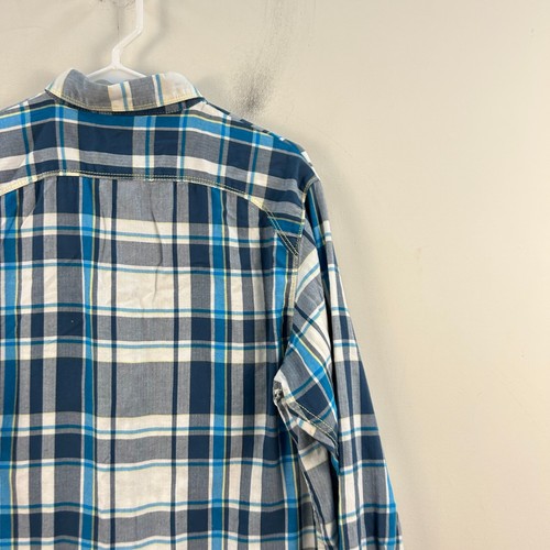 Columbia Mens Small Top Shirt Blue White Plaid Button Collar L/S Cotton 20894 - Picture 9 of 9