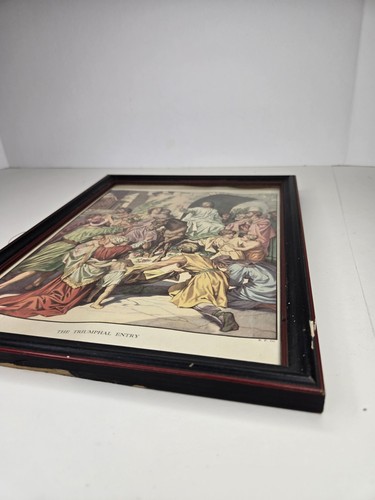 1941 Framed JESUS ARTWORK " The Triumphal Return" Religious Antique Writing - Picture 6 of 24