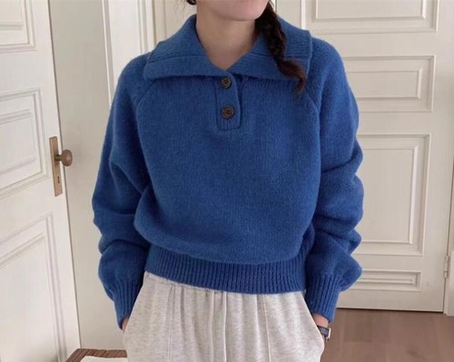 Womens New Fashion Winter Lapel Long Sleeve Loose Warm Kniting Pullover Sweaters - Picture 11 of 19