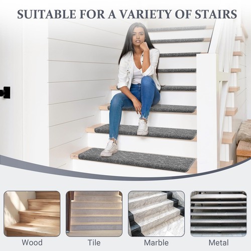 YEERSWAG Bullnose Carpet Stair Treads Non Slip 15 Pack, Stair Carpet Treads Soft - Bild 7 von 7