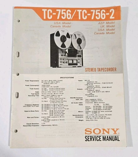 Sony TC-756 TC-756-2 TC756 Service Manual - Reparaturanleitung
