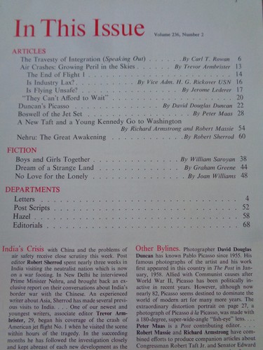 SATURDAY EVENING POST January 19 1963 NEHRU by NORMAN ROCKWELL-Coke ad-AIR CRASH - Picture 3 of 7