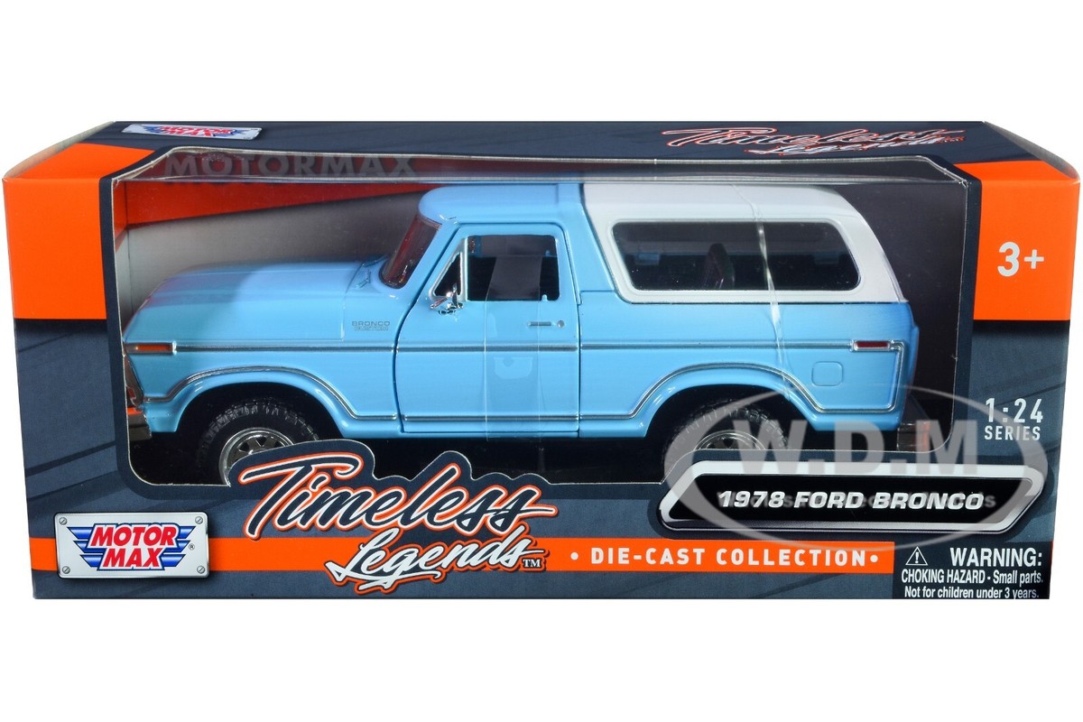 1978 FORD BRONCO CUSTOM LIGHT BLUE & WHITE 1/24 DIECAST
