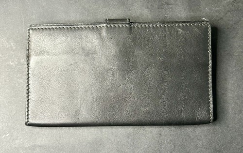 GUCCI Long Wallet GG Clasp Bifold Leather Black Vintage Authentic - Bild 5 von 10