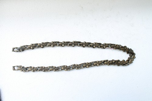 Antique Old Solid Brass Floral Design Tribal Jewelry RARE Chain NH3848 - Picture 10 of 11