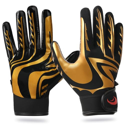 Youth Football Gloves Kids Silicone Grip Receiver Gloves with Super Stick - Picture 2 of 7
