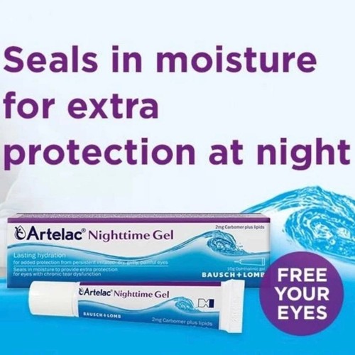 Gel para ojos nocturno 2x 10g Bausch Lomb ARTELAC hidratación para ojos secos de larga duración - Imagen 3 de 4