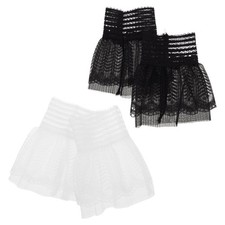 2 Pairs Fake Sleeve Cuffs: Layered Lace Wrist Cuffs for Women - Detachable