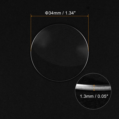 Watch Glass Sapphire Crystal Lens Single Dome 34mm Dia. 1.1mm Thickness Clear - Bild 2 von 6
