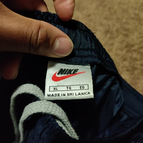 Vintage Nike Track Pants Mens XL Navy Blue Swoosh Y2K Baggy Wide Leg Zip Legs - Picture 4 of 10