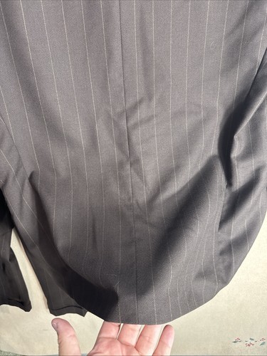 D'Agostino 42R Brown Pencil Stripe Double Breasted 6 Button 2 Piece Suit 34x32 - Picture 5 of 19