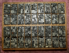 Collage of Letterpress Printing Type in a Wooden Adana Tray  A WHOPPING 3.6kg
