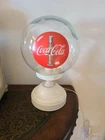 EXC Vintage Coca Cola Glass Sphere Globe Lamp Off White Metal Base So RARE! 13"
