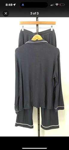 Quitte Damen Bambus Jersey Langarm Pyjama Set Navy Blau L Oberteil XL UNTERTEIL - Bild 7 von 9