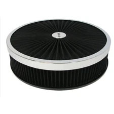 CJ Classics Air Cleaner Superflow Chrome Round 14" x 3" With Black Washable F...