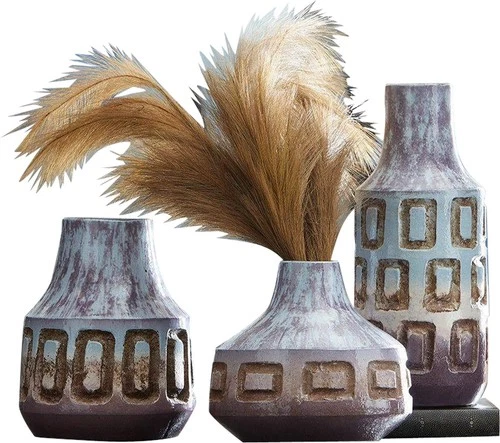 Rustic Bako Ceramic Vase with Reactive Blue Glaze - Picture 7 of 7