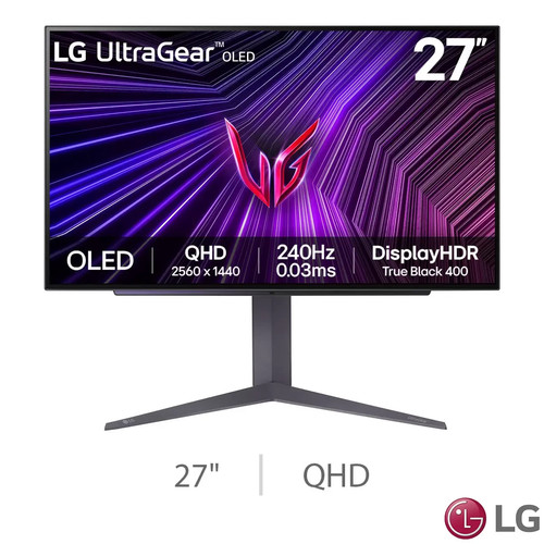 LG UltraGear 27 Inch QHD 240Hz OLED Gaming Monitor, 27GS95QE-B - Picture 1 of 8