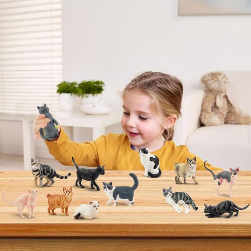 12 PIEZAS Estatuillas de Gato, Figuras de Plástico Juguetes Realistas de Gatito, Pastel...  - Imagen 9 de 9