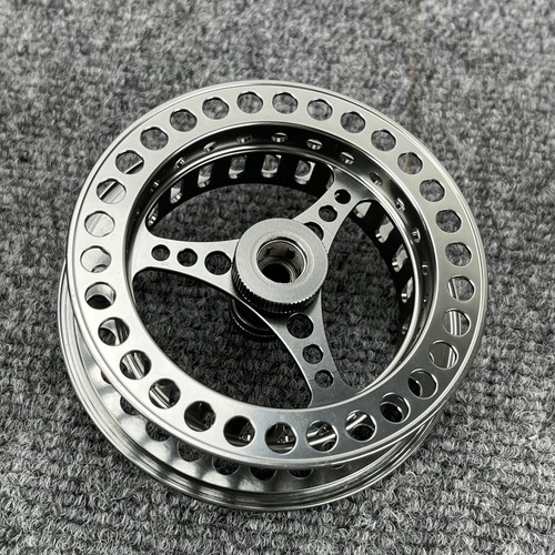 Goture Fliegen Angelrolle Spule 9/10 Silber Aluminium große Dorn leichte Menge - Bild 5 von 9
