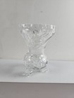 Vintage Lead Crystal Heavy Hand Cut Footed Vase 5” tall