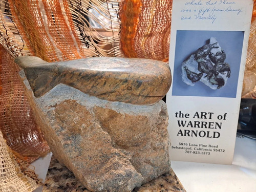Whale Sculpture- Carved In Soap Stone With Papers Warren Arnold Sculpture  - Picture 4 of 8