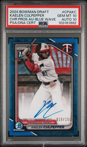 2024 Bowman Draft Kaelen Culpepper 1st Bowman Auto Blue Wave /150 PSA10/10๐ฅ๐ฅ๐ฅ