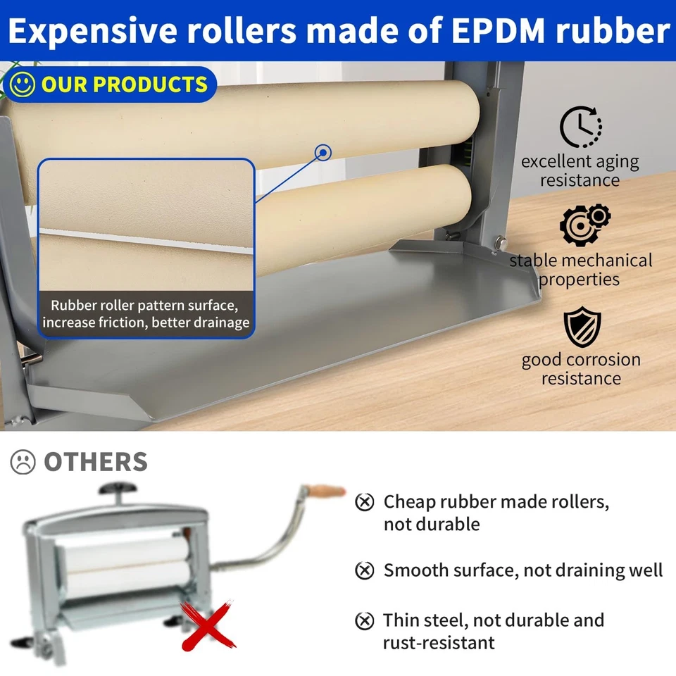 15 inch Clothes Wringer, Hand Crank Laundry Wringer Washer Removes 96% Water - Image 3 of 4