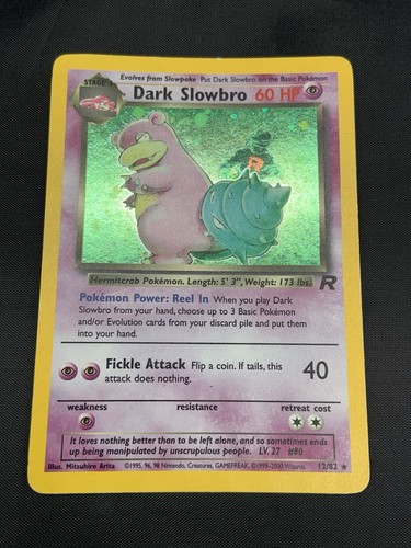 Dark Slowbro 12/82 Team Rocket Holo Rare 2000 Pokemon TCG Card MP - Picture 1 of 10